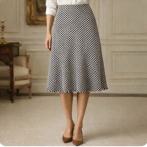 PAUW Amsterdam | Black and White Wool Houndstooth Fringe Skirt